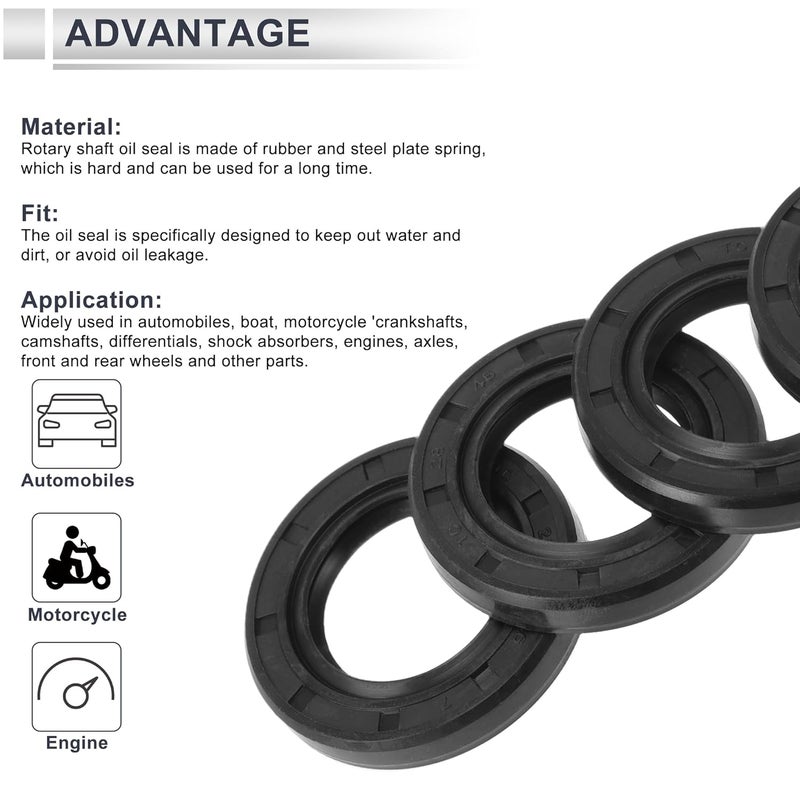 RATCHROLL Oil Seal TC Seal Ring Rotary Shaft Seal 28x46x7mm High Pressure Nitrile Rubber Black 5 Pcs - Image 4